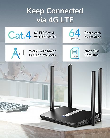 Cudy 2023 New AC1200 Dual Band Unlocked 4G LTE Modem Router