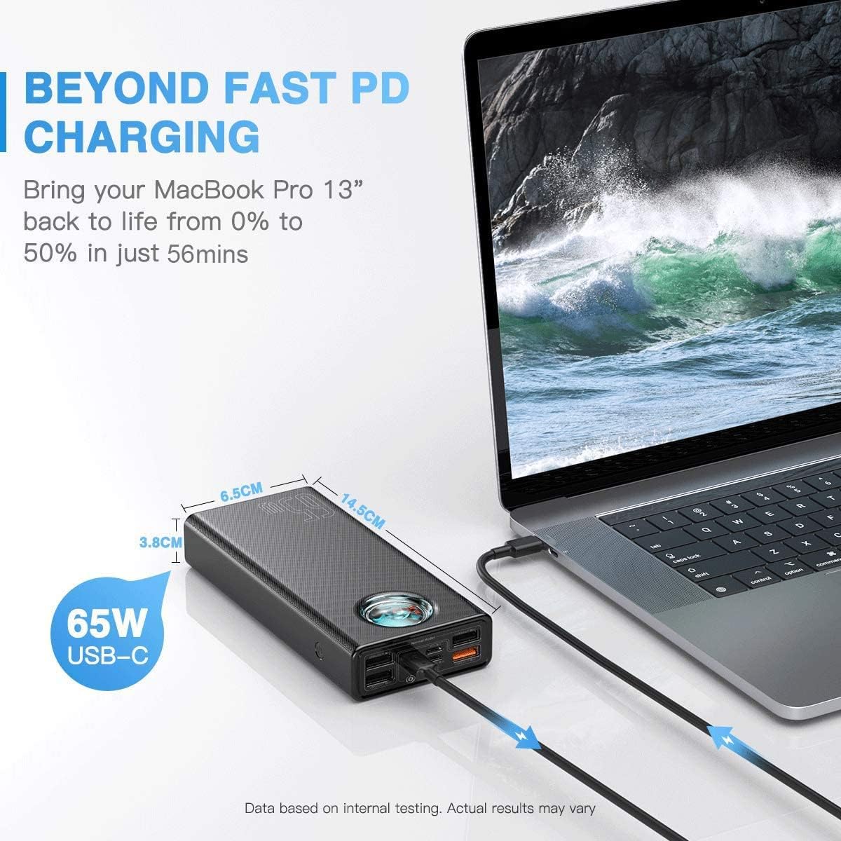 Baseus Portable Laptop Charger, 30000mAh Power Bank 65W Fast Charging USB C Battery Pack, PD 3.0 7-Port Battery Bank for MacBook, IPad, Dell, HP, Notebook, Samsung, iPhone, Switch and More Baseus Portable Laptop Charger, 30000mAh Power Bank 65W Fast Charging USB C Battery Pack, PD 3.0 7-Port Battery Bank for MacBook, IPad, Dell, HP, Notebook, Samsung, iPhone, Switch and More