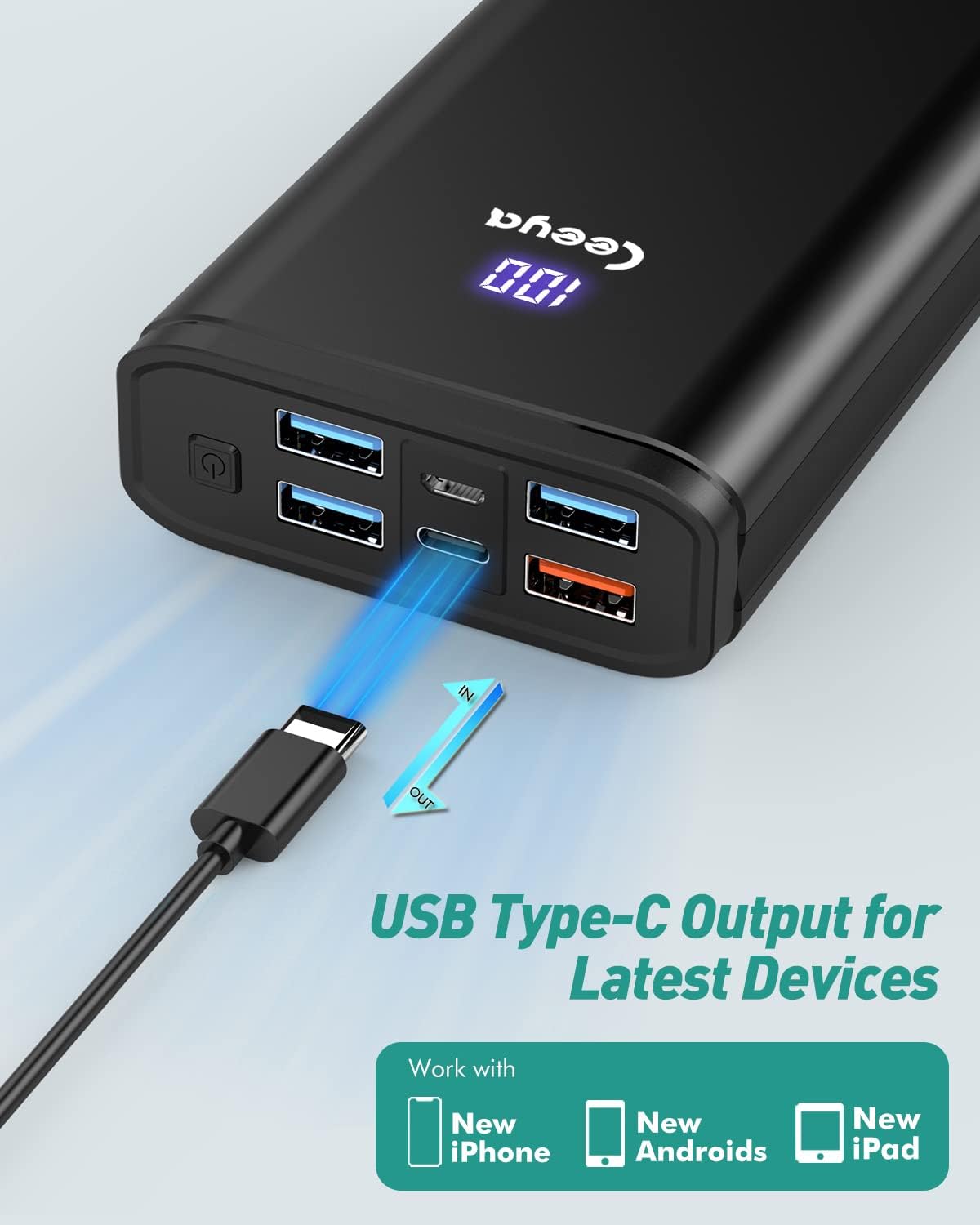 Ceeya Portable Charger PD 20W Battery Pack USB C high-Speed Charging 26800mAh Power Bank LCD Display with Type C Out in,External Battery Backup for MacBook,iPhone 12,13,14,Samsung,Heated Vest,etc Ceeya Portable Charger PD 20W Battery Pack USB C high-Speed Charging 26800mAh Power Bank LCD Display with Type C Out in,External Battery Backup for MacBook,iPhone 12,13,14,Samsung,Heated Vest,etc