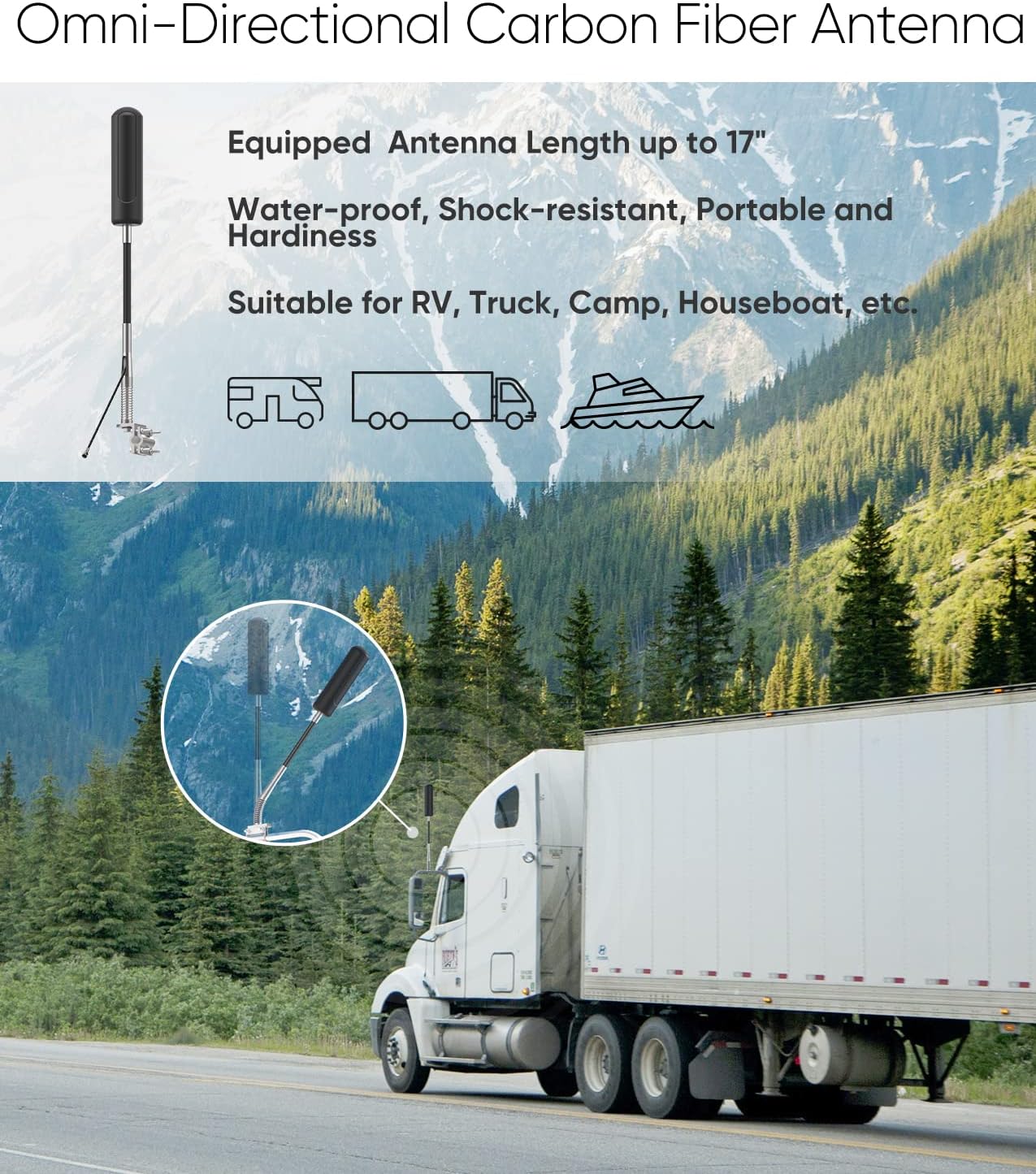 Cell Phone Booster for Truck RV Vehicle, Cell Phone Signal Booster Compatible with All U.S. Carriers ATT, Verizon, T-Mobile More, Boosts 5G/4G LTE/3G Signal for Band 4/66/12/13/17/5/2/25 Cell Phone Booster for Truck RV Vehicle, Cell Phone Signal Booster Compatible with All U.S. Carriers ATT, Verizon, T-Mobile More, Boosts 5G/4G LTE/3G Signal for Band 4/66/12/13/17/5/2/25