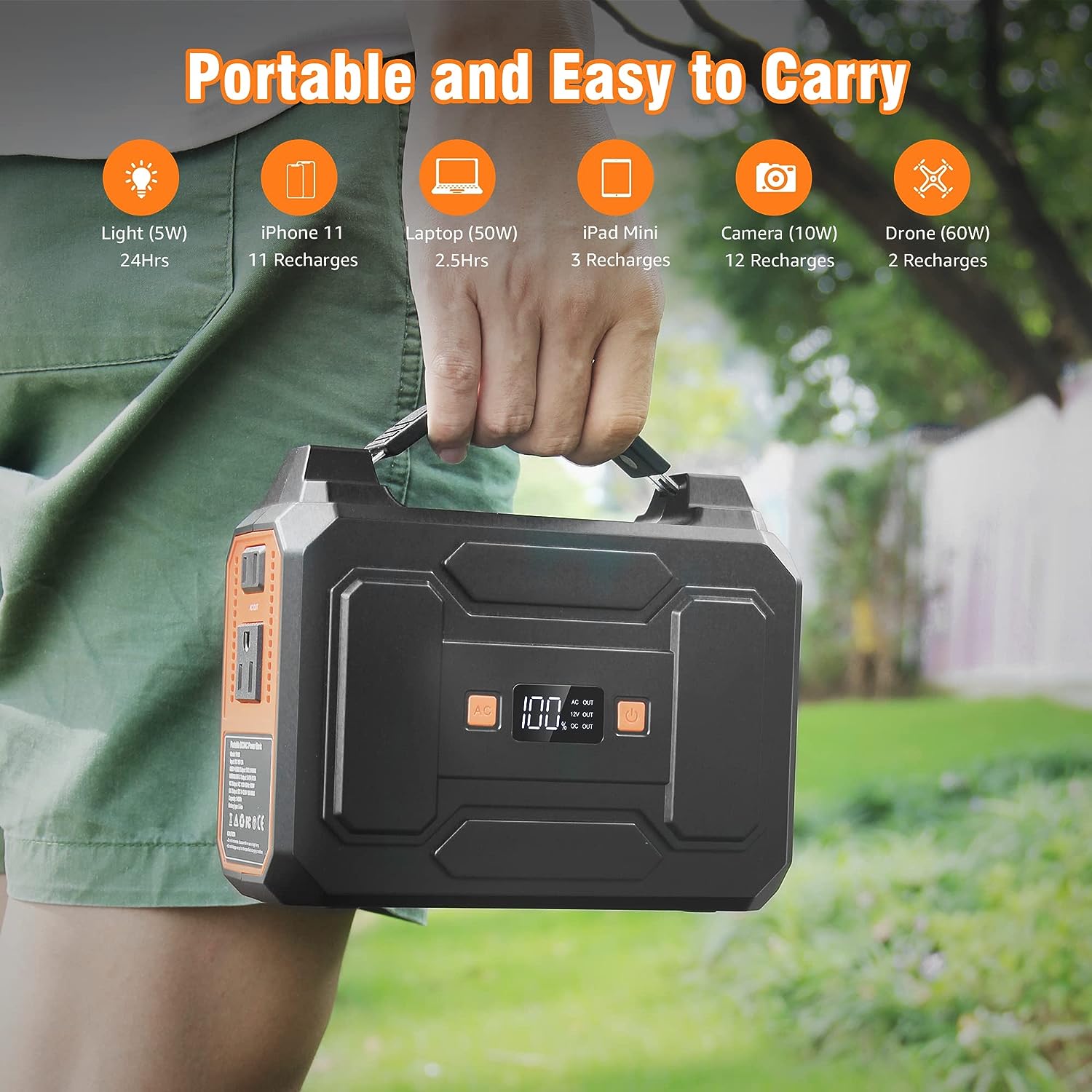 Portable Power Bank with AC Outlet, 146Wh/39600mAh 110V/100W Laptop Charger Battery Backup, External Battery Pack Power Supply for Home Emergency Outage, Outdoor Camping RV Trip Adventure-Grey Portable Power Bank with AC Outlet, 146Wh/39600mAh 110V/100W Laptop Charger Battery Backup, External Battery Pack Power Supply for Home Emergency Outage, Outdoor Camping RV Trip Adventure-Grey