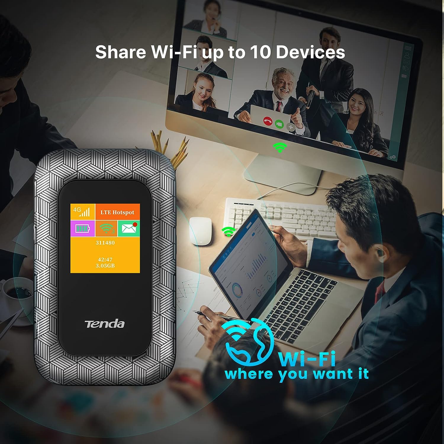 Tenda 4G Mobile Hotspot, 4G LTE Cat4 150Mbps MiFi Device, 4G Router, Support USB Interface Charging|2100 MAh Battery, No Configuration Required (4G185), Black Tenda 4G Mobile Hotspot, 4G LTE Cat4 150Mbps MiFi Device, 4G Router, Support USB Interface Charging|2100 MAh Battery, No Configuration Required (4G185), Black