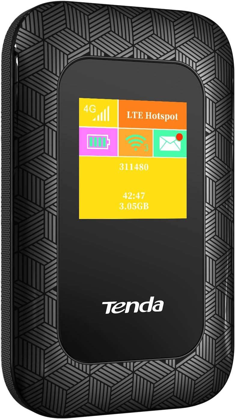 Tenda 4G Mobile Hotspot, 4G LTE Cat4 150Mbps MiFi Device, 4G Router, Support USB Interface Charging|2100 MAh Battery, No Configuration Required (4G185), Black Tenda 4G Mobile Hotspot, 4G LTE Cat4 150Mbps MiFi Device, 4G Router, Support USB Interface Charging|2100 MAh Battery, No Configuration Required (4G185), Black