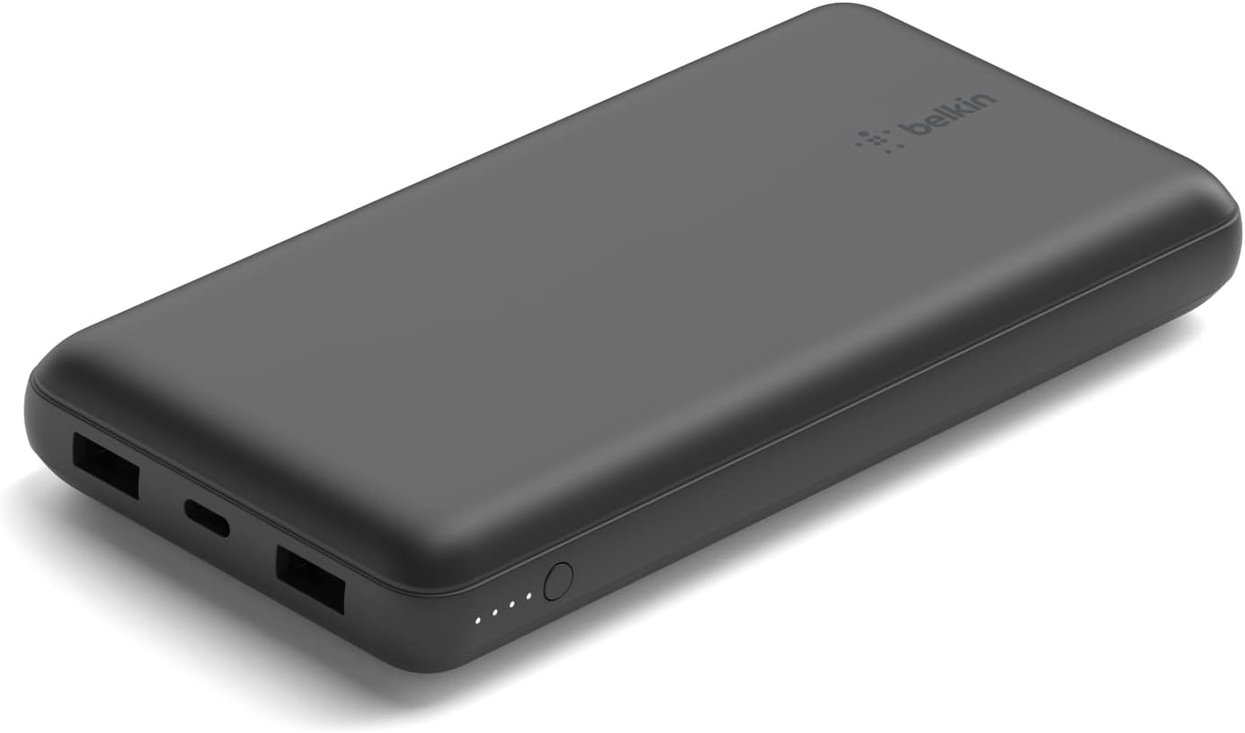 Belkin USB-C Portable Charger 20,000 mAh, 20K Power Bank w/ 1 USB-C Port and 2 USB-A Ports Included USB-C to USB-A Cable for iPhone 15, 15 Plus, 15 Pro, 15 Pro Max, Samsung Galaxy S23 More - Black Belkin USB-C Portable Charger 20,000 mAh, 20K Power Bank w/ 1 USB-C Port and 2 USB-A Ports Included USB-C to USB-A Cable for iPhone 15, 15 Plus, 15 Pro, 15 Pro Max, Samsung Galaxy S23 More - Black