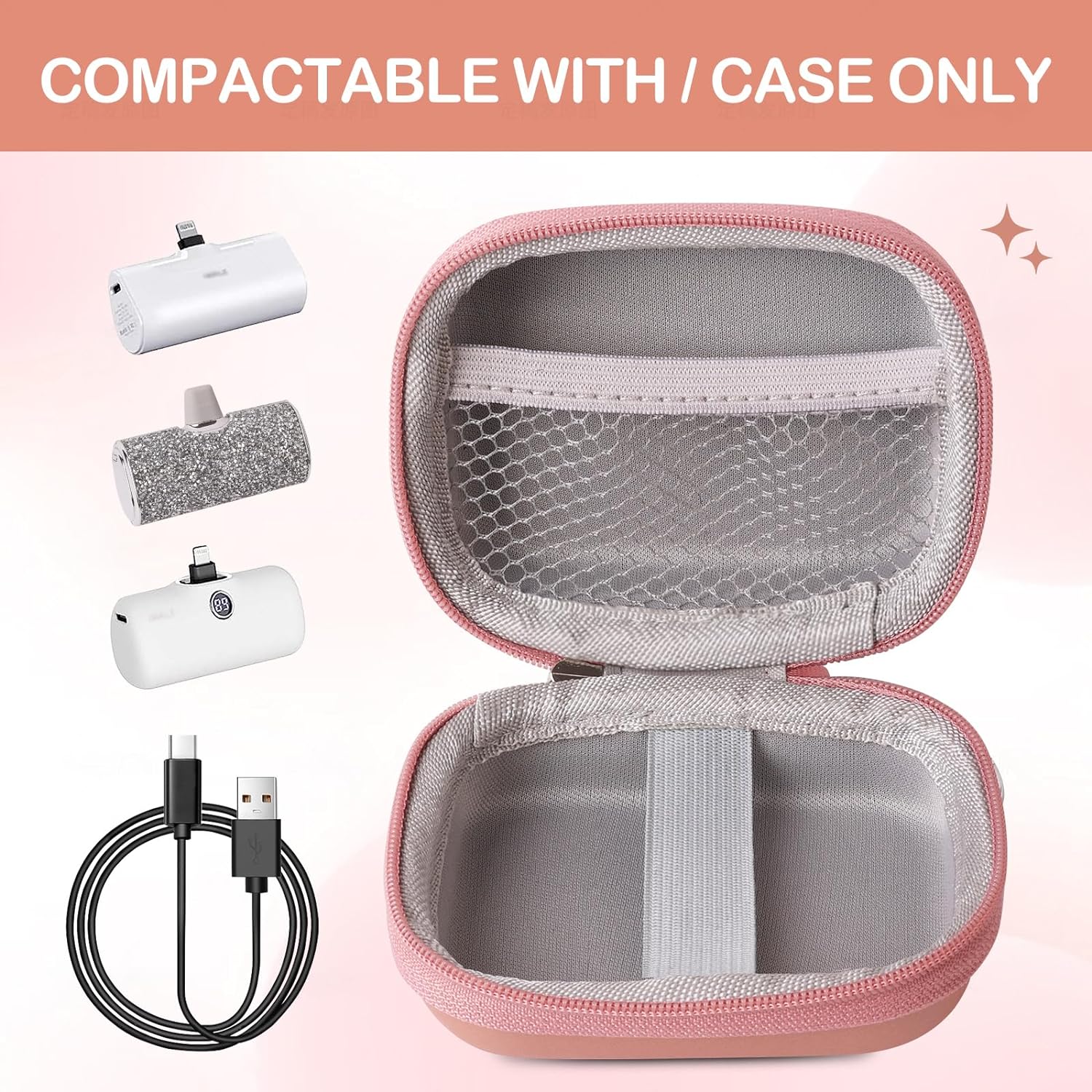 Case Compatible with iWALK LinkPod Mini Portable Charger Power Bank 3350mAh/4500/ 4800mAh, Case for Charmast/KKD/Abnoys/VEGER/Taegila Small Portable Charger Holder Storage (Case Only)-Pink Case Compatible with iWALK LinkPod Mini Portable Charger Power Bank 3350mAh/4500/ 4800mAh, Case for Charmast/KKD/Abnoys/VEGER/Taegila Small Portable Charger Holder Storage (Case Only)-Pink
