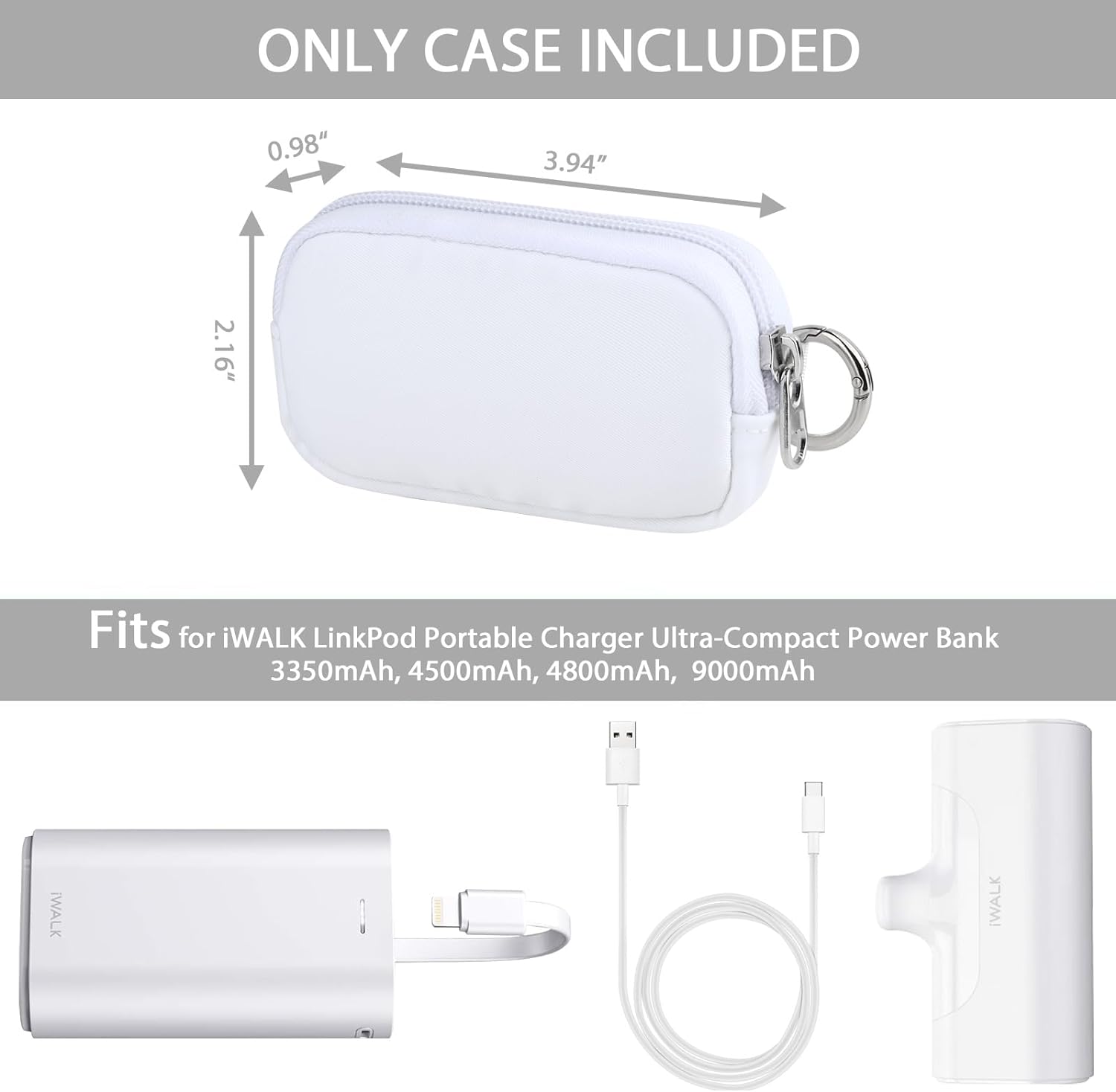 CaSZLUTION Small Travel Case Compatible with iWALK Mini/iWALK LinkPod Portable Charger 3350mAh, 4500mAh, 4800mAh, 9000mAh Ultra-Compact Power Bank Carrying Case Bag, Pink (Case Only) CaSZLUTION Small Travel Case Compatible with iWALK Mini/iWALK LinkPod Portable Charger 3350mAh, 4500mAh, 4800mAh, 9000mAh Ultra-Compact Power Bank Carrying Case Bag, Pink (Case Only)