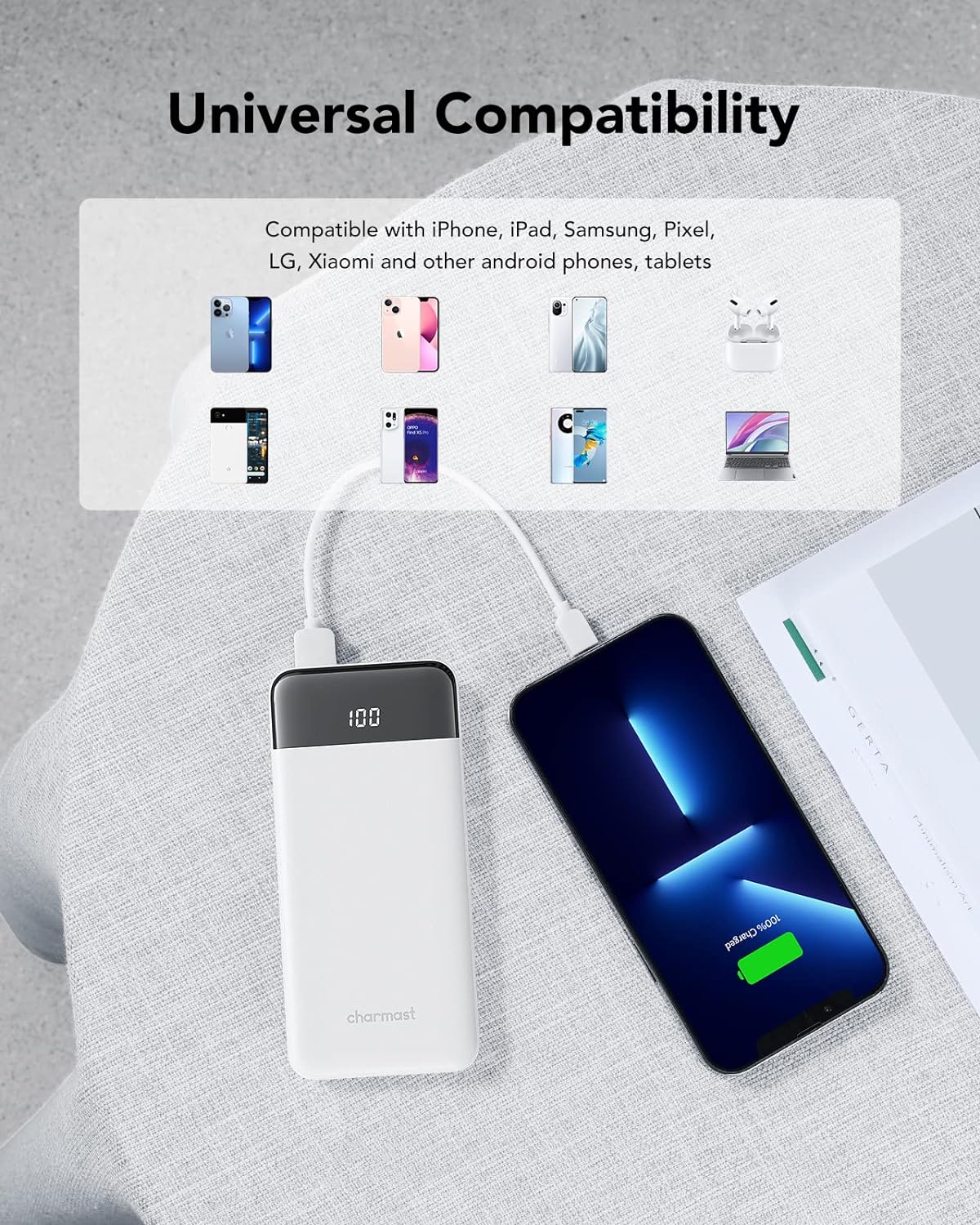 Charmast Portable Charger, USB C Battery Pack, 3A Fast Charging 10400mAh Power Bank LED Display, Slim Portable Phone Battery Charger for iPhone 13 12 11 X 8 7 Samsung S21 S20 Google LG OnePlus iPad Charmast Portable Charger, USB C Battery Pack, 3A Fast Charging 10400mAh Power Bank LED Display, Slim Portable Phone Battery Charger for iPhone 13 12 11 X 8 7 Samsung S21 S20 Google LG OnePlus iPad