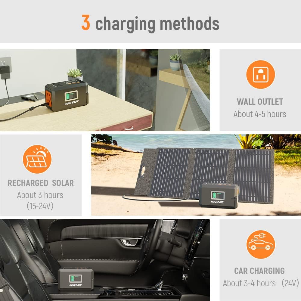 HOWEASY 120W Portable Power Bank, 88WH/24000mAh Portable Laptop Charger Battery Backup with 2 110V AC Socket/ 3 DC Ports/2 USB QC3.0/LED Light for CPAP Outdoor Camping Trip Hunting Emergency HOWEASY 120W Portable Power Bank, 88WH/24000mAh Portable Laptop Charger Battery Backup with 2 110V AC Socket/ 3 DC Ports/2 USB QC3.0/LED Light for CPAP Outdoor Camping Trip Hunting Emergency