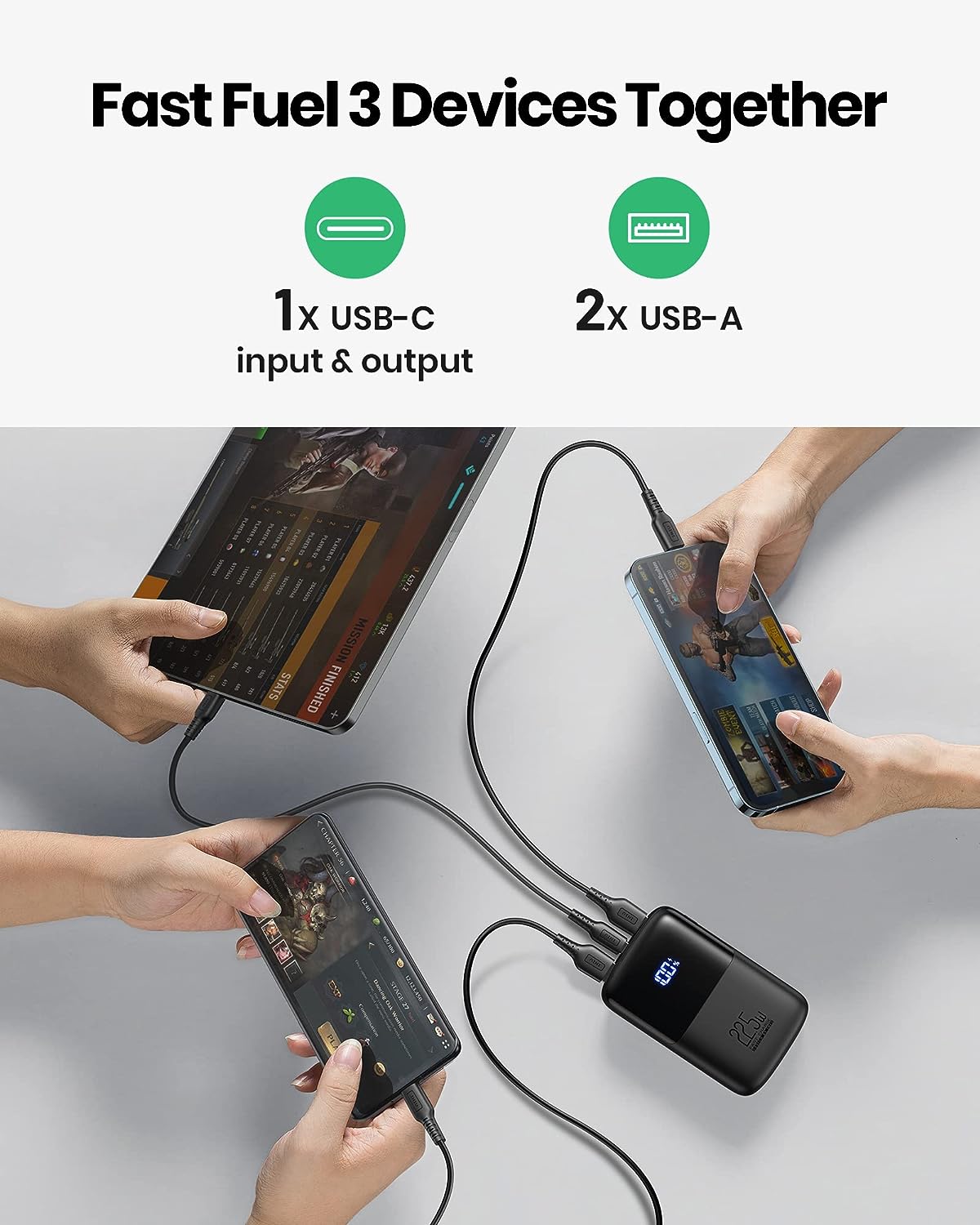 INIU Portable Charger, Small 10000mAh Power Bank USB C in/Output 22.5W Fast Charging, 3-Output Mini Battery Pack Charger with Phone Holder for iPhone 15 14 13 12 11 Pro Samsung S23 Google iPad Tablet