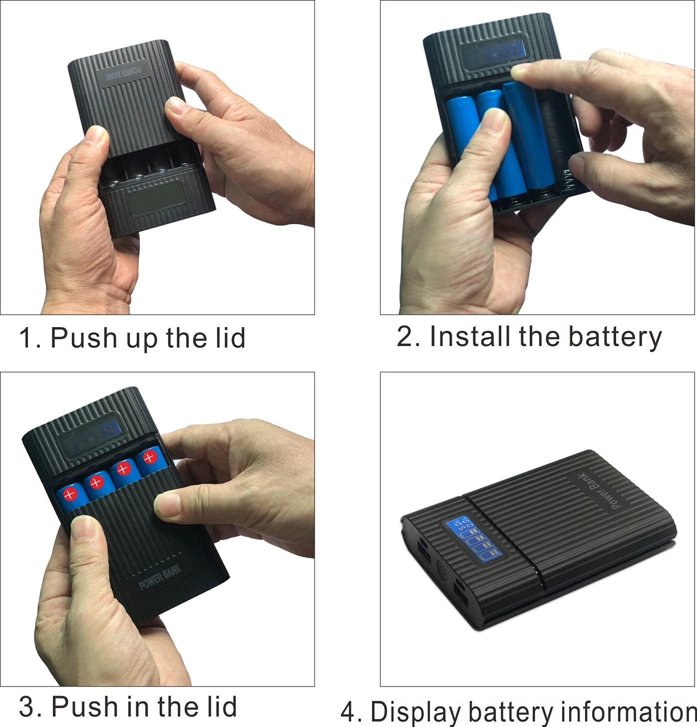 LIJIANI Battery Charger Case,Portable DIY Power Bank Box with LCD Display 2 USB Output,Micro and Type c Input, Smart Charger for 3.7v Li-ion Rechargeable Battery (Battery Not Included) LIJIANI Battery Charger Case,Portable DIY Power Bank Box with LCD Display 2 USB Output,Micro and Type c Input, Smart Charger for 3.7v Li-ion Rechargeable Battery (Battery Not Included)