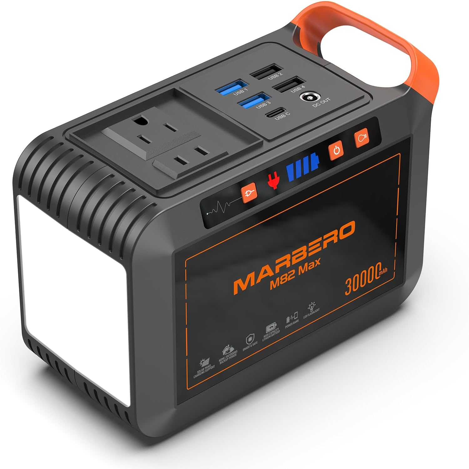 MARBERO 88Wh Portable Power Station 24000mAh Camping Solar Generator(Solar Panel Not Included) Lithium Battery Power 110V/80W AC, DC, USB QC3.0, LED Flashlight for CPAP Home Camping Emergency Backup MARBERO 88Wh Portable Power Station 24000mAh Camping Solar Generator(Solar Panel Not Included) Lithium Battery Power 110V/80W AC, DC, USB QC3.0, LED Flashlight for CPAP Home Camping Emergency Backup