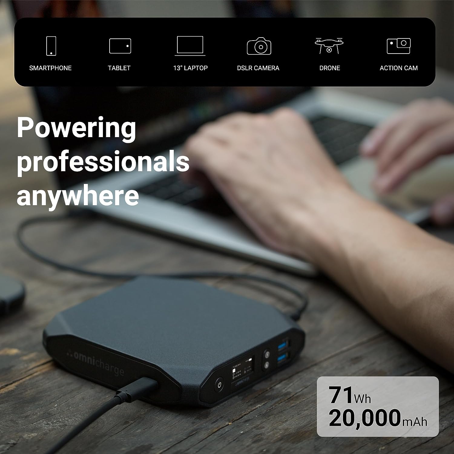 Omni 20c+ 100W USB-C/Wireless Charging (No AC Outlet) Portable Power Bank with USB Hub | Battery Pack for Laptops, Cameras, Tablets, Smartphones, iPhone, Wacom MobileStudio Pro and Other Smart Devices Omni 20c+ 100W USB-C/Wireless Charging (No AC Outlet) Portable Power Bank with USB Hub | Battery Pack for Laptops, Cameras, Tablets, Smartphones, iPhone, Wacom MobileStudio Pro and Other Smart Devices