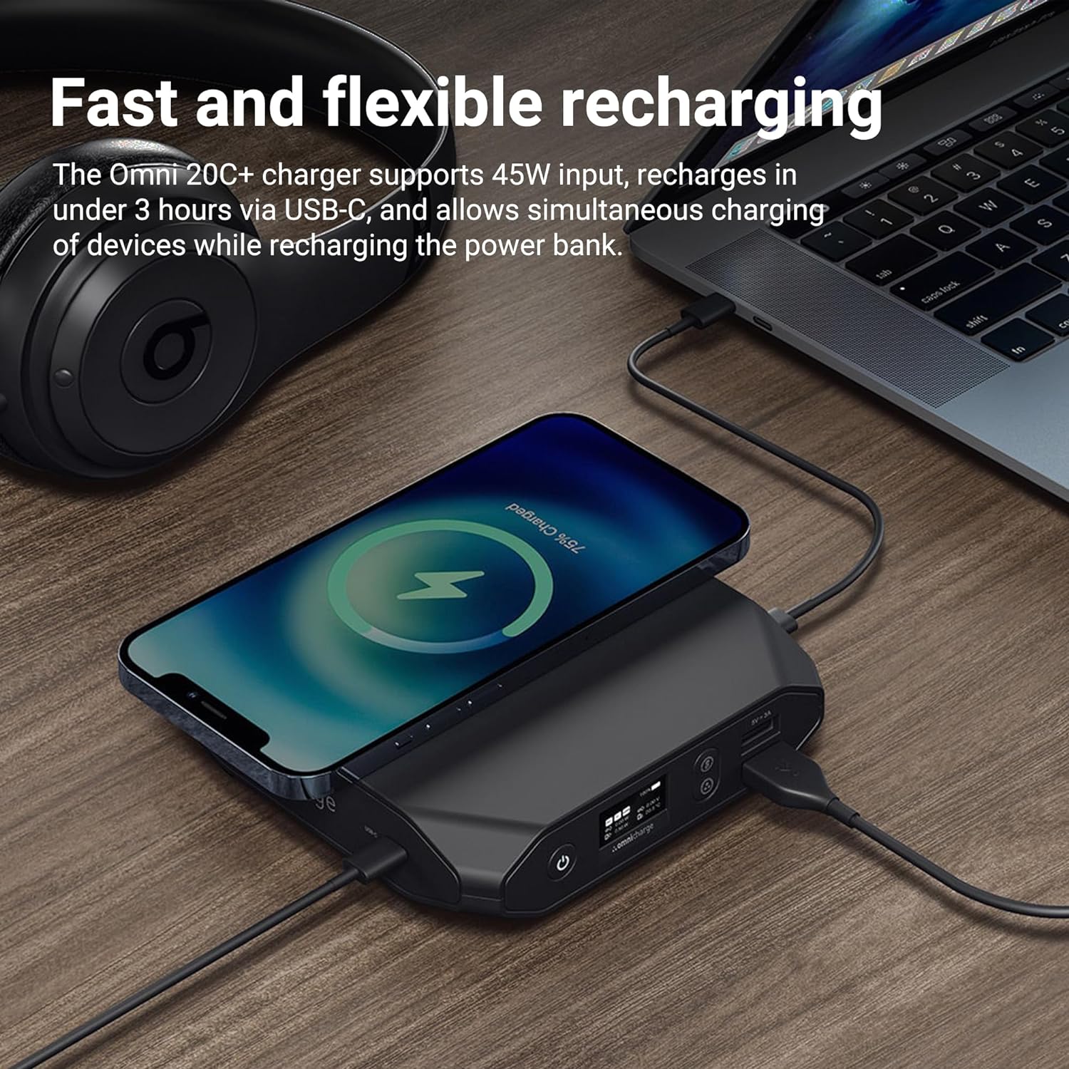 Omni 20c+ 100W USB-C/Wireless Charging (No AC Outlet) Portable Power Bank with USB Hub | Battery Pack for Laptops, Cameras, Tablets, Smartphones, iPhone, Wacom MobileStudio Pro and Other Smart Devices Omni 20c+ 100W USB-C/Wireless Charging (No AC Outlet) Portable Power Bank with USB Hub | Battery Pack for Laptops, Cameras, Tablets, Smartphones, iPhone, Wacom MobileStudio Pro and Other Smart Devices