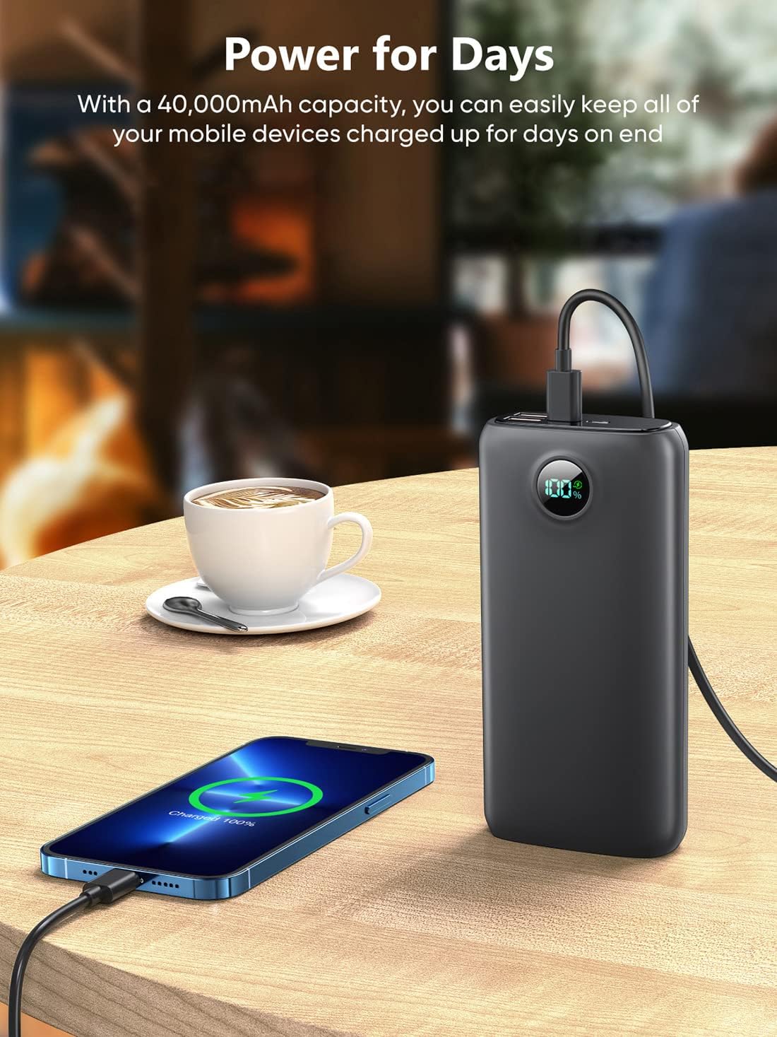 Portable-Charger-Power-Bank - 40000mAh Power Bank PD 30W and QC 4.0 Quick Charging Built-in Bright flashlight LED Display 2 USB 1Type-C Output for Most Electronic Devices on The Market(Carbon Black) Portable-Charger-Power-Bank - 40000mAh Power Bank PD 30W and QC 4.0 Quick Charging Built-in Bright flashlight LED Display 2 USB 1Type-C Output for Most Electronic Devices on The Market(Carbon Black)