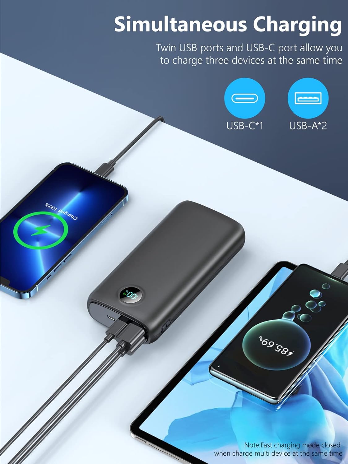 Portable-Charger-Power-Bank - 40000mAh Power Bank PD 30W and QC 4.0 Quick Charging Built-in Bright flashlight LED Display 2 USB 1Type-C Output for Most Electronic Devices on The Market(Carbon Black) Portable-Charger-Power-Bank - 40000mAh Power Bank PD 30W and QC 4.0 Quick Charging Built-in Bright flashlight LED Display 2 USB 1Type-C Output for Most Electronic Devices on The Market(Carbon Black)