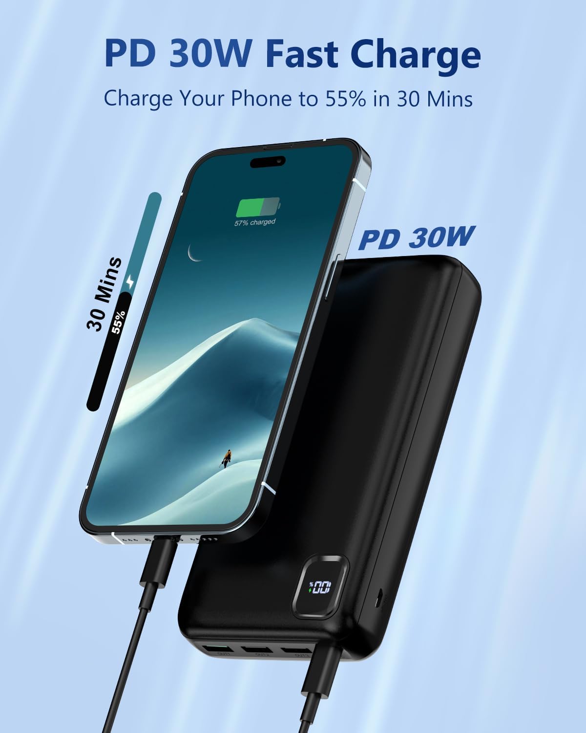 Portable-Charger-Power-Bank - 50000mAh Powerbank PD 30W and QC 4.0 Fast Charging External Battery Pack with USB-C LED 4 Outputs 2 Inputs Portable Charging for iPhone 15 14 13 pro, Samsung Portable-Charger-Power-Bank - 50000mAh Powerbank PD 30W and QC 4.0 Fast Charging External Battery Pack with USB-C LED 4 Outputs 2 Inputs Portable Charging for iPhone 15 14 13 pro, Samsung