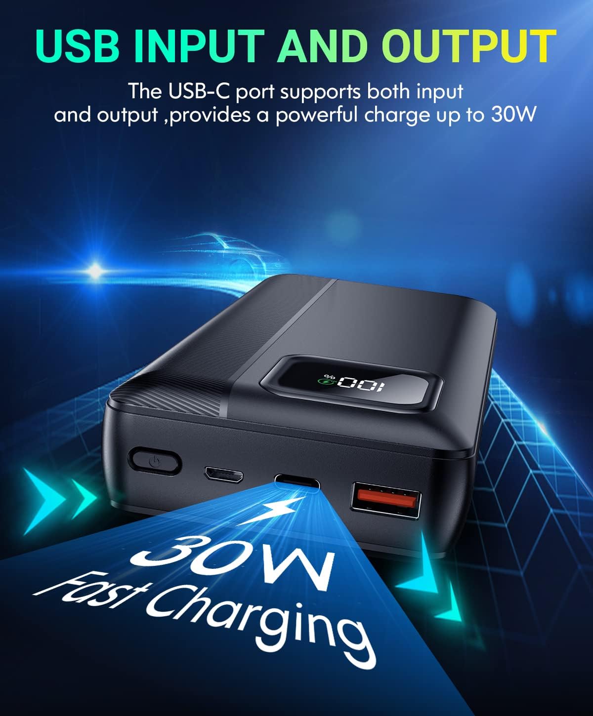 Power-Bank-Portable-Charger - 40000mAh Power Bank Support PD 30W and QC4.0 Fast Charger with Built-in 2 Output Cable and LED Display for iPhone and Android Phones and Most Electronic Devices Power-Bank-Portable-Charger - 40000mAh Power Bank Support PD 30W and QC4.0 Fast Charger with Built-in 2 Output Cable and LED Display for iPhone and Android Phones and Most Electronic Devices