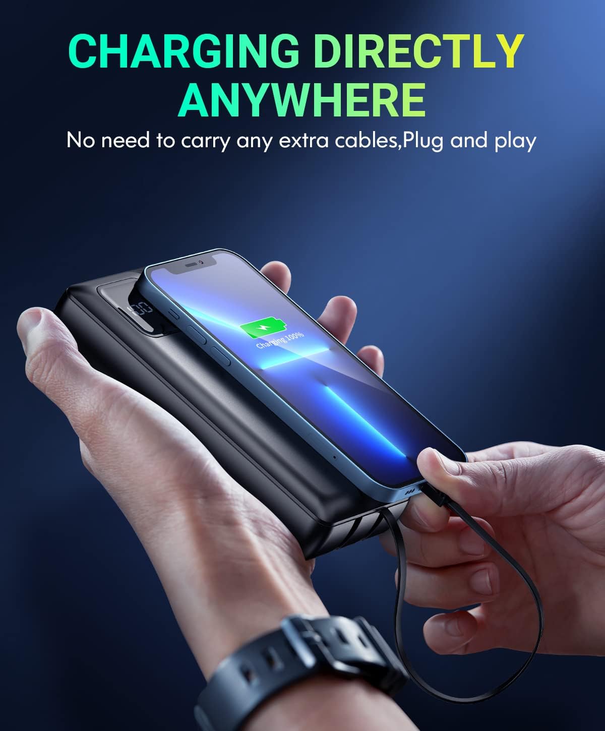 Power-Bank-Portable-Charger - 40000mAh Power Bank Support PD 30W and QC4.0 Fast Charger with Built-in 2 Output Cable and LED Display for iPhone and Android Phones and Most Electronic Devices Power-Bank-Portable-Charger - 40000mAh Power Bank Support PD 30W and QC4.0 Fast Charger with Built-in 2 Output Cable and LED Display for iPhone and Android Phones and Most Electronic Devices