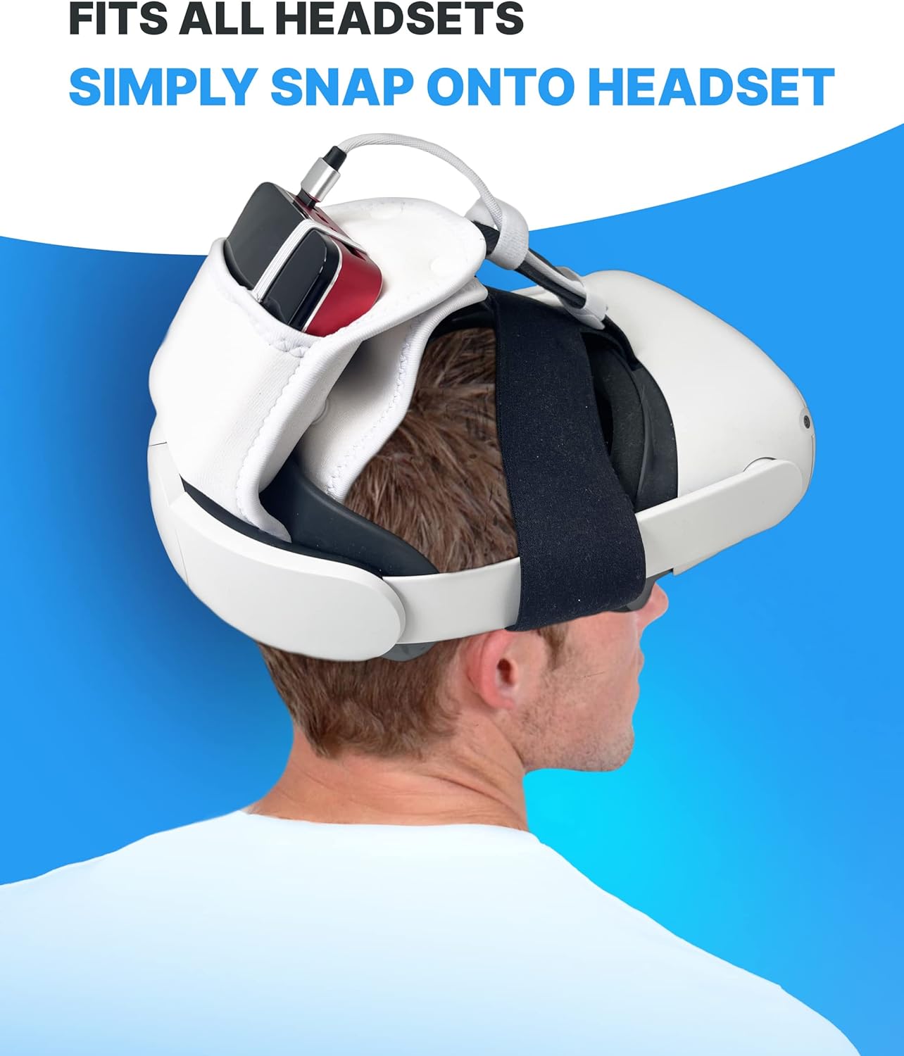 Skywin Battery Pouch for Power Bank | Powerbank/Battery Fixing Bracket | Battery Holder Strap | Battery Carrying Case | Compatible with Meta/Oculus Battery Housing (White)