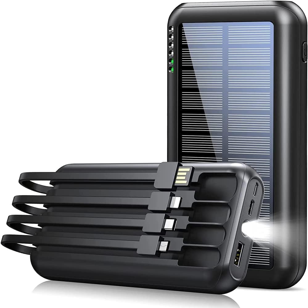 UYAYOHU Power-Bank-Solar-Portable-Charger - 40000mAh Power Bank Large Capacity Built in 3 Output and 1 Input Cables and Flashlight 5V3.1A Fast Charger Compatible with All Smart Phones and USB Devices UYAYOHU Power-Bank-Solar-Portable-Charger - 40000mAh Power Bank Large Capacity Built in 3 Output and 1 Input Cables and Flashlight 5V3.1A Fast Charger Compatible with All Smart Phones and USB Devices