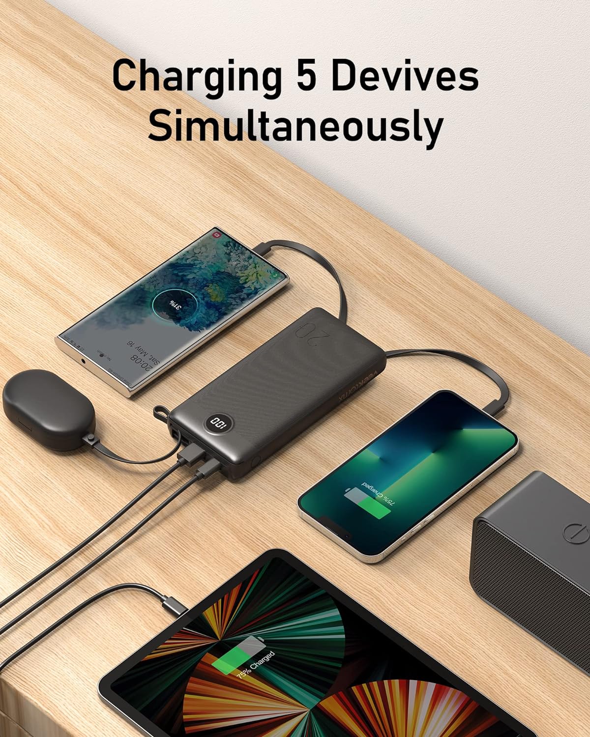 VEEKTOMX Portable Charger with Built in Cables 10000mAh, USB C Power Bank for iPhone, Small Travel Battery Pack, Slim USB C iPhone Charger Compatible with iPhone, Samsung, Android Devices for Travel VEEKTOMX Portable Charger with Built in Cables 10000mAh, USB C Power Bank for iPhone, Small Travel Battery Pack, Slim USB C iPhone Charger Compatible with iPhone, Samsung, Android Devices for Travel
