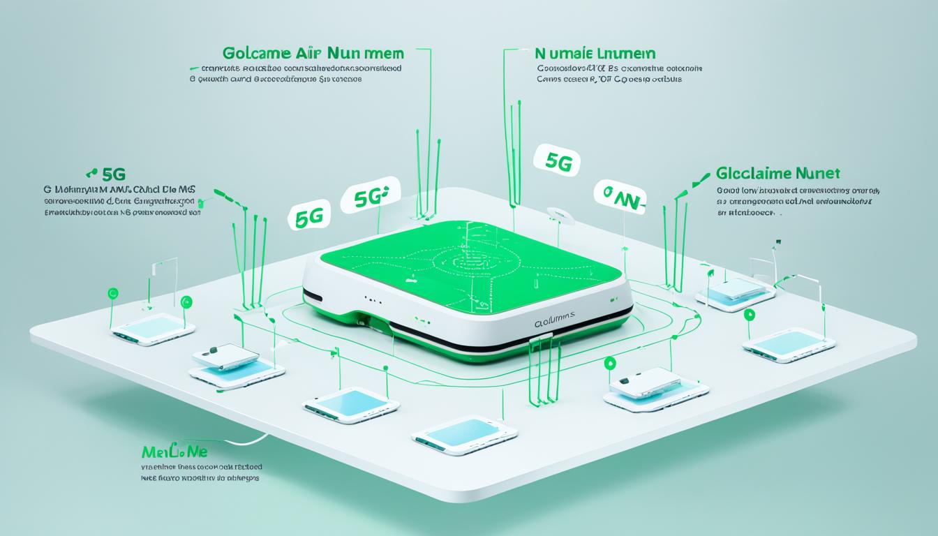 What is the maximum distance GlocalMe Numen Air 5G can be from the connected devices?